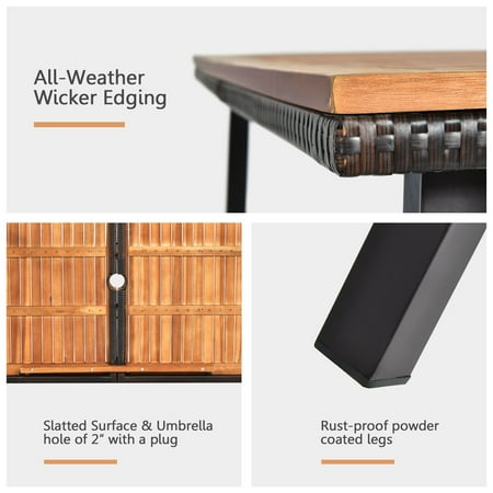 Gymax Rectangle Patio Outdoor Dining Table Acacia Wood Tabletop W 2 Umbrella Hole Canada - Acacia Wood Outdoor Dining Table Patio With Umbrella Hole Gymax Rectangle Patio Outdoor Dining Table Acacia Wood Tabletop W 2 Umbrella Hole Canada - Acacia Wood Outdoor Dining Table Patio With Umbrella Hole