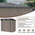 thumbnail image 6 of Sesslife 6' x 4' Outdoor Storage Shed, Patio Galvanized Steel Metal Shed with Sliding Doors, Garden Shed with Vents for Tools, Lawn Mover, Bike, Brown, 6 of 8