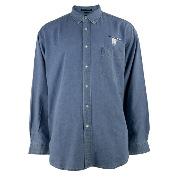Smile Toothbrush Denim Buttondown Long Sleeve Shirt - 2X-Large