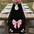thumbnail image 4 of Valentine's Day Table Runner 90 Inches, Pink Bowknot Ribbon on Black Mother's Day Bed Runner Dresser Scarves Tabletop for Indoor Outdoor Parties/Ceremony/Banquet, 13" x 90", 4 of 8