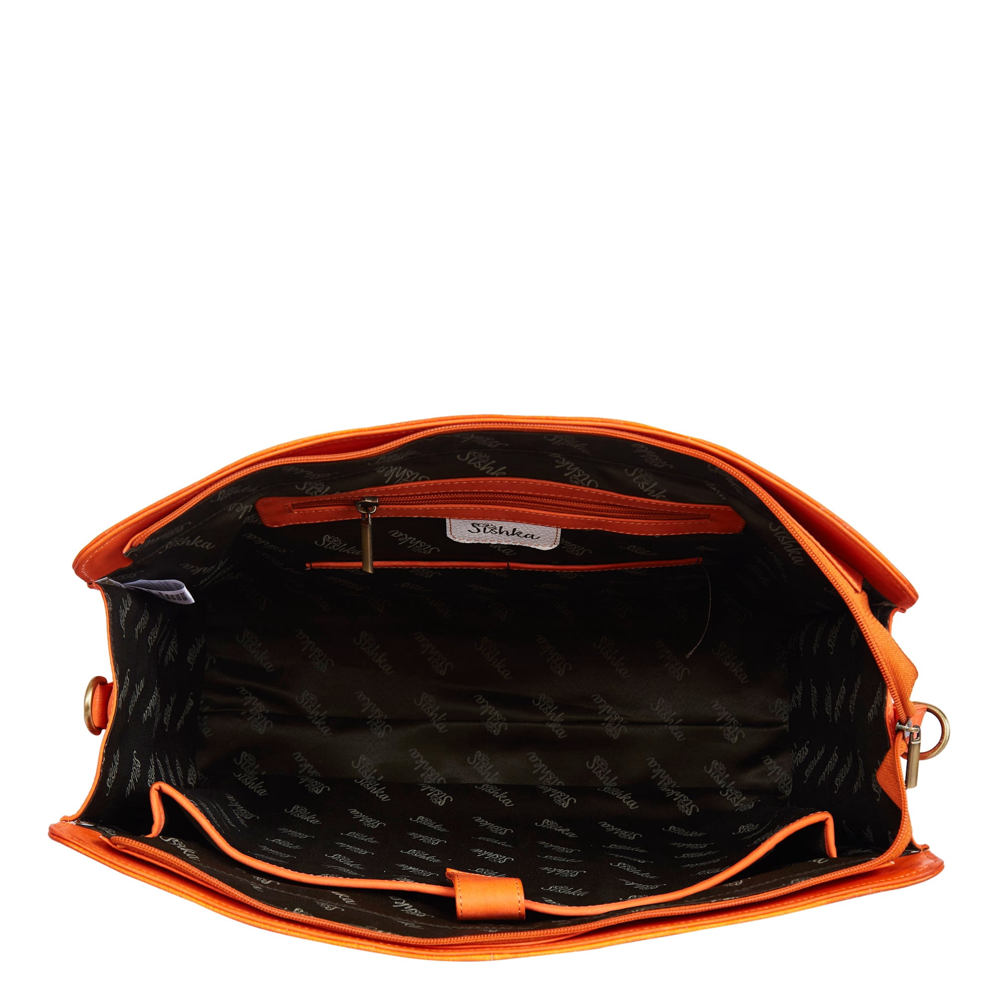 Sishka Womens Venice Cityscape Hand-Painted Leather Ladies Bags – Elegant Orange Business Briefcase, Stylish Laptop Shoulder Bag