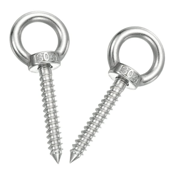 Uxcell 2Pcs M8x50mm Eye Hooks 3.2x1.3x1.3" 304 Stainless Steel Eye Bolts