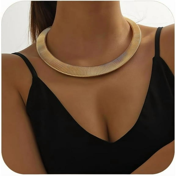 Chunky Necklaces for Women Trendy, Gold Statement Necklace Collar Necklace Bib Necklace for Women Punk Jewelry for Special Occasion
