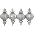thumbnail image 2 of Northlight Commercial Size Shatterproof 2-Finish Finial Christmas Ornaments - Silver -10" - 4ct, 2 of 6