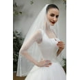 thumbnail image 3 of EllieWely 2 Tier Fingertip Length 90 cm(35 inch) Crystal Wedding Bridal Veil With Metal Comb X13, 3 of 5