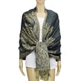 thumbnail image 7 of Luxurious Double Layered Jacquard Big Paisley Pashmina Shawl Wrap Scarf Cracoal, 7 of 7