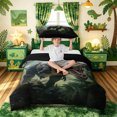 thumbnail image 2 of meiyoeat Jungle Tyrannosaurus Twin Duvet Cover for Boys Men Kids, 3D Wildlife Animal Twin Bedding, Green, Black Reversible, 2pcs, 1 Duvet Cover and 1 Pillowcase, 2 of 6