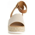 thumbnail image 3 of Soda Topic Beige Tan Espadrilles Ankle Strap Studded Open Toe Wedge Heel Sandals (Beige Tan, 7), 3 of 4