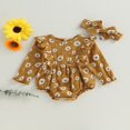 thumbnail image 2 of Newborn Baby Girls Outfits Long Sleeve Daisy Print Ruffle Bubble Romper with Headband 2PCS Suit Cute Infant Clothes, 2 of 8