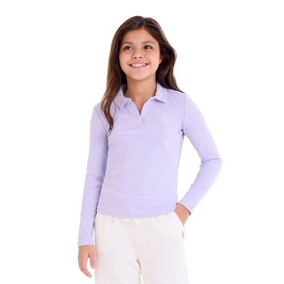 U.S. Polo Assn. Girls Long Sleeve Collared Top, Sizes 4-18