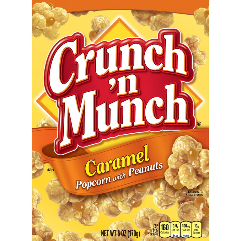 CRUNCH 'N MUNCH Caramel Popcorn with Peanuts, 6 oz.