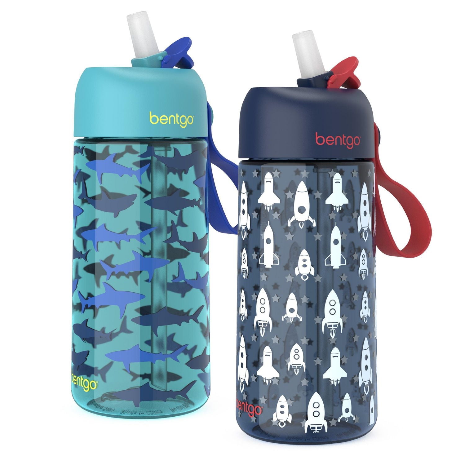 Lot de 2 bouteilles d'eau pour enfants Bentgo - Fusée / Requin<br>Modifier