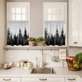 thumbnail image 3 of 3 Piece Kitchen Curtains and Valances Set Black Mist Forest Cafe Curtains 36 Inch Length Retro Country Watercolor Tree Scenery Valance & Tier Curtain for Living Room Bedroom Window 54"x18"+27"x36"*2, 3 of 6