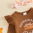 thumbnail image 6 of Cjfdfy Newborn Baby Girls Thanksgiving Outfits Turkey Or Homemade Rolls Embroidery Ribbed Romper And Flare Pants Headband Cute My First Thanksgiving Fall Holiday Clothes, 6 of 9
