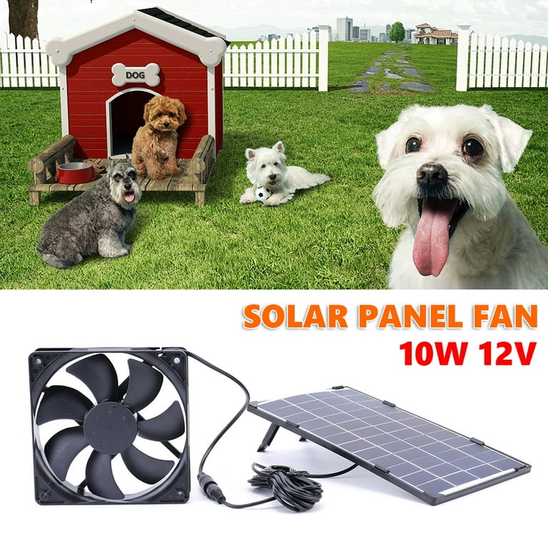 Jmtresw 10W Solar Panel Kit 6V With Fan Portable Waterproof Outdoor for  Greenhouse Dog Pet House Home Ventilation Equipment 