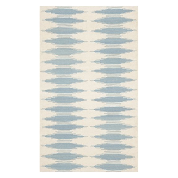 SAFAVIEH Kilim Wynonna Geometric Wool Area Rug, Ivory/Blue, 5' x 8'
