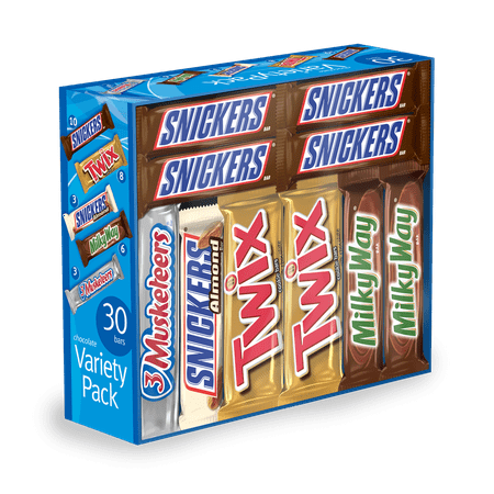 MARS Chocolate Full Size Candy Bars Assorted Variety Box (TWIX, MILKY WAY, SNICKERS, SNICKERS Almond, & 3 MUSKETEERS Brands), 55 oz 30 (Best Way To Drizzle Chocolate)