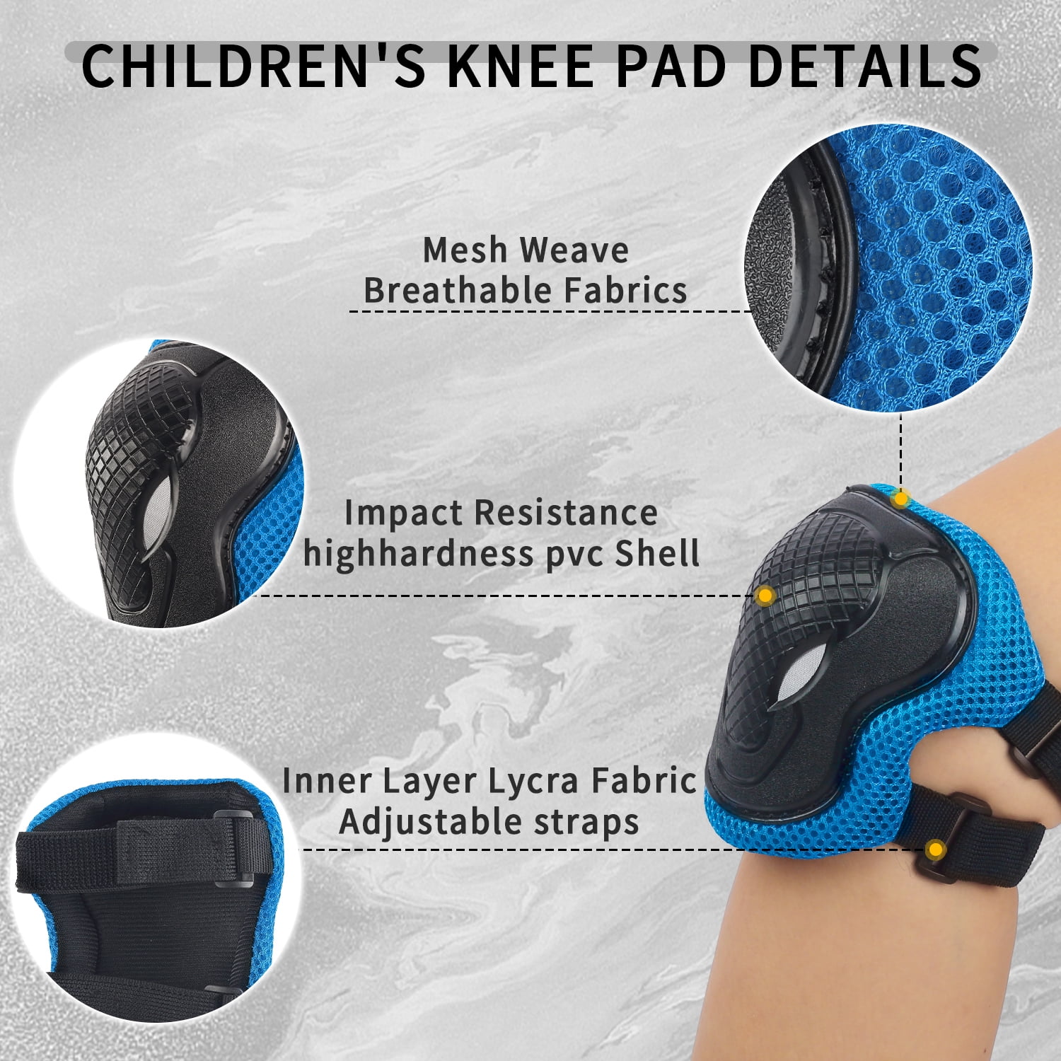 Glerc Kids Sports Helmet with Handguard & Kneepad for Age 3-8 Year Old Toddler and Child, S Size Blue