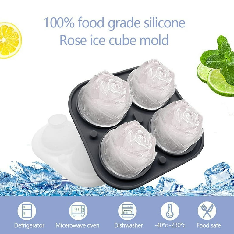 Rose Ice Cube Mold, Heart Shapes Ice Cube Tray, Silicone Ice Mold Fun  Shapes with Clear Funnel-type Lid, 3 Heart & 3 Rose Ice Balls for Chilling