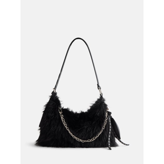 Madden NYC Women's Faux Fur Shoulder Bag, Black