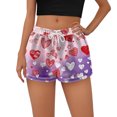 thumbnail image 3 of LWavelet Women's Gradient Heart Shorts Drawstring Waist Casual Summer Shorts Purple Pink S, 3 of 4