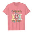 thumbnail image 2 of MIXUE Kids Girls Tops & T-Shirts Kids Summer Cute Easter Bunny Print Round Neck Short Sleeve Pullover Tee Shirts Streetwear,Pink,6-7 Years, 2 of 4