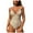 Beige, variant on Huesdet Women's One-piece Swimsuits Deep V Neck Keyhole Cutout O Ring Textured Bathing Suit[Black,S]