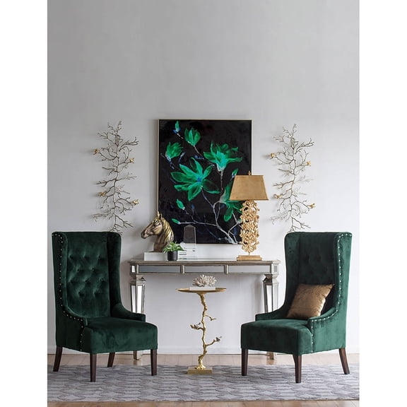 A and B Home A&B Home Vintage Glamour 47-inch Floral Black and Green Wall Art - Gold
