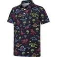 thumbnail image 5 of Bysome Boys Tops Summer Dinosaur Print Short Sleeve Lapel Neck Tees Smooth Boys Shirt Size 3-4 Years Black, 5 of 5