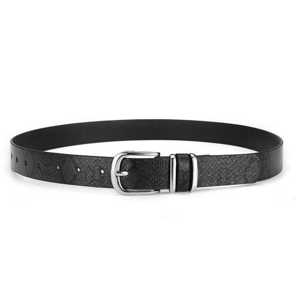 SWSMCLT Women's Faux Leather Belt Buckle Medium Casual D Ring Metal Groove Belt Adjustable Belts Vintage Black X-Small-Large