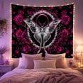 thumbnail image 2 of Gothic Moth with Roses in Thorny Wreath, Romantic Gothic for Dark Art Lovers, Decorative Wall Art, Halloween Gift Tapestry Wall Hanging for Bedroom and Living Room, 2 of 7
