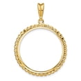 thumbnail image 3 of 14k Yellow Gold Beaded Edge Prong Setting Coin Bezel Pendant Mounting - Fits 27mm, 3 of 4