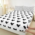 thumbnail image 3 of Manfei Girls White Black Queen Sheet Sets,Cartoon Loves Print Flat Sheet,Romantic Theme Queen Fitted Sheet For Kids,Microfiber Bedroom Decor,4 Pieces, 3 of 7