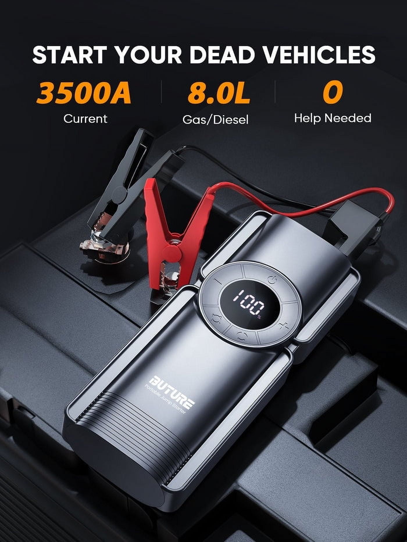 4000A Peak Car Battery Jump Starter With Air Compressor 150PSI, Power Bank 12V Digital Tire Inflator