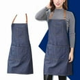 thumbnail image 4 of Denim Apron Cooking Kitchen Restaurant Cafe Bib Dress Adjustable Strap Blue Us, 4 of 6