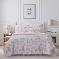 thumbnail image 4 of Laura Ashley Breezy Floral Pink Quilt Set Full/Queen Gray, 4 of 7