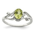 thumbnail image 7 of 925 Sterling Silver Rhodium Plated Diamond and Peridot Oval Ring Size 9, 7 of 7