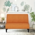 thumbnail image 4 of Andeworld Linen Loveseat Sofa Couch Upholstered Small Loveseat for Bedroom Armless Living Room Chairs Cushioned 2-Seater Settee loveseat (Orange), 4 of 7