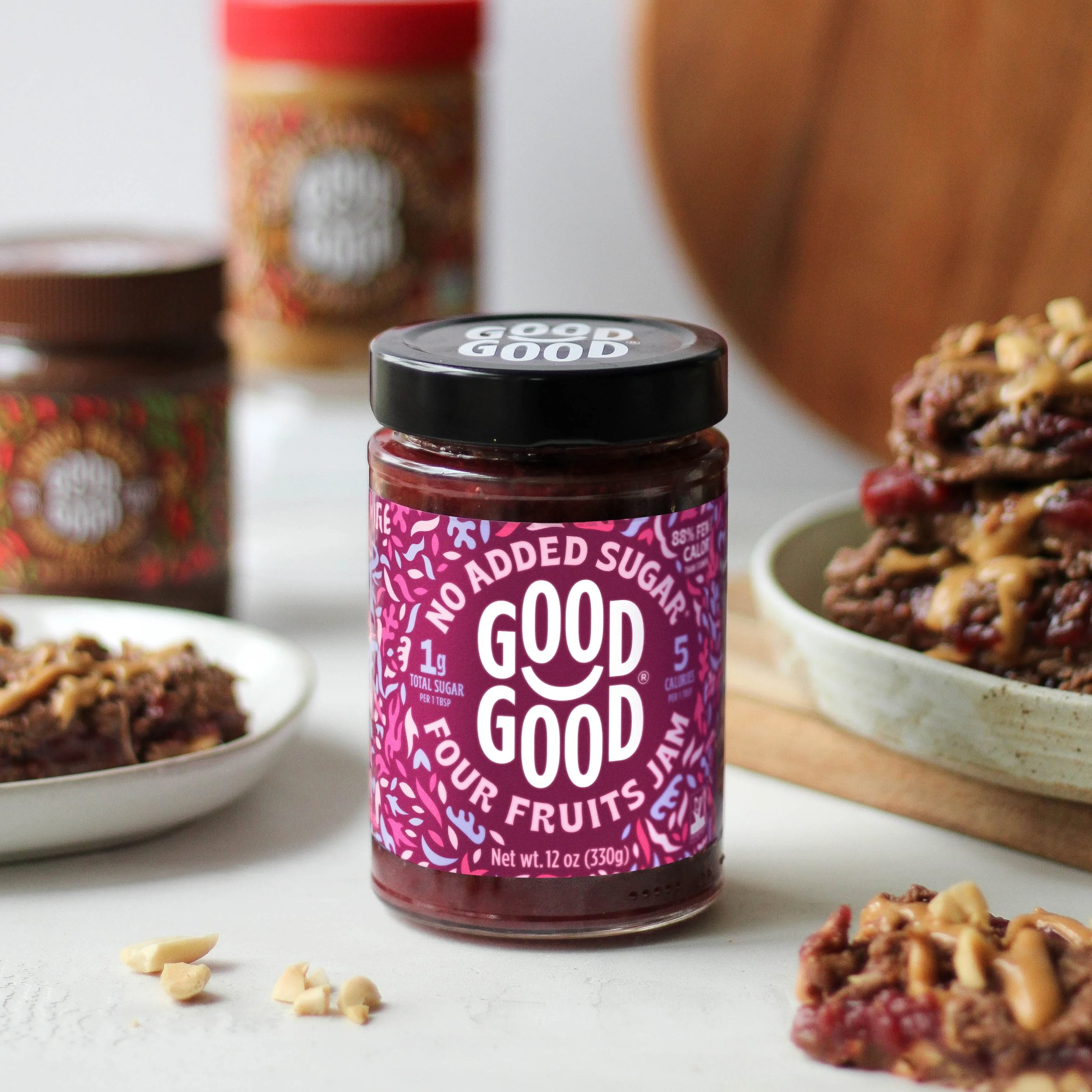 GOOD GOOD Four Fruits Jam, No Added Sugar, Low Calorie, Keto Friendly, 12 oz, 2 pack
