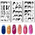 thumbnail image 1 of Juego de 3 placas para estampar uñas con diseño francés: ondas y rayas, y placas de acero inoxidable para manicura de salón., 1 of 9