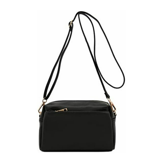 Minnieouse Bolso bandolera de piel sintética para mujer, con cremallera de Color sólido, informal, elegante, con correa ajustable, Bolsas de mensajero y de hombro Negro
