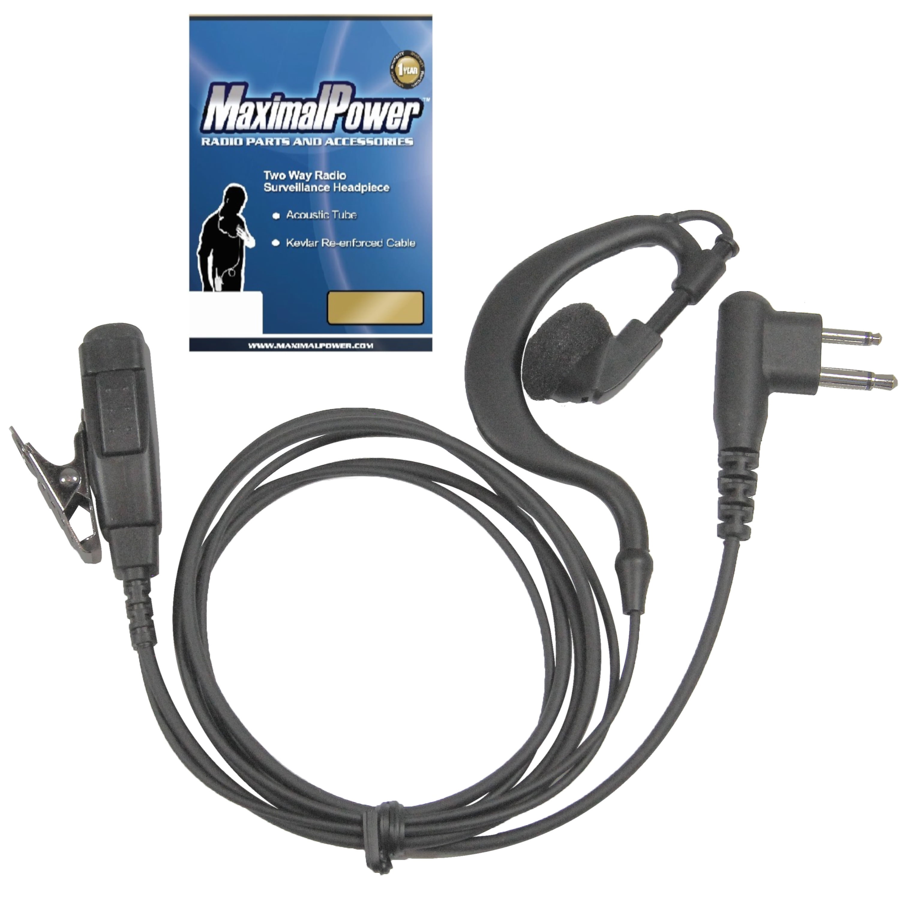 MaximalPower™ Surveillance 1-Wire Headset Earpiece Waterproof PTT for MOTOROLA 