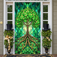 thumbnail image 6 of Stained Glass Shamrock Tree Banner Green Theme Luck Backdrop Shamrock Decoration Gold Coin Accent Stained Glass Background for St. Patrick's Day Party Luck Theme Party Indoor Decoration, 6 of 9