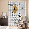 thumbnail image 3 of Cartoon Bee Kitchen Curtains 96 Inch Length, Country Vintage Branches Greyish Wooden Grain Grommet Top Bedroom Living Room Curtains, Light Filtering Cafe Curtain Drapes 2 Panels Set 104''x96'', 3 of 9