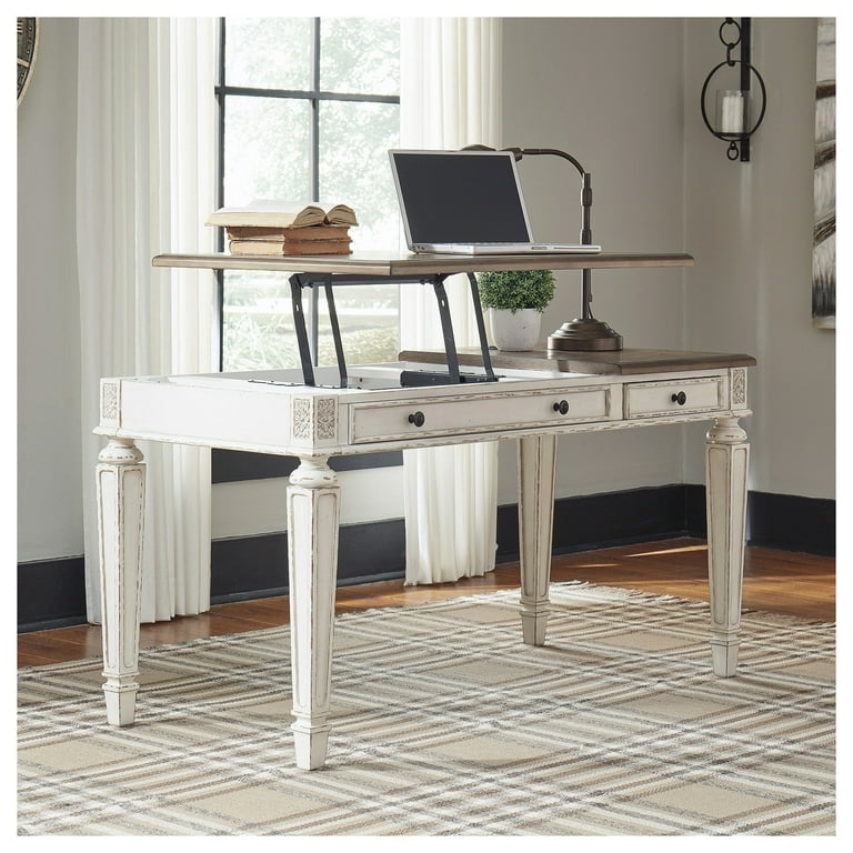 Ashley Realyn Antique Computer Table with Storage, Home Office