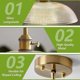 thumbnail image 2 of Vintage Brass Chandelier Striped Glass Farmhouse Light Pendant Modern Minimalist Ceiling Light, 2 of 5