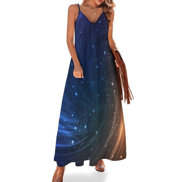 Vestido de galaxia colorido, verde y azul, estético cósmico, casual, largo, primavera, vintage, maxi, vestido, regalo de cumpleaños
