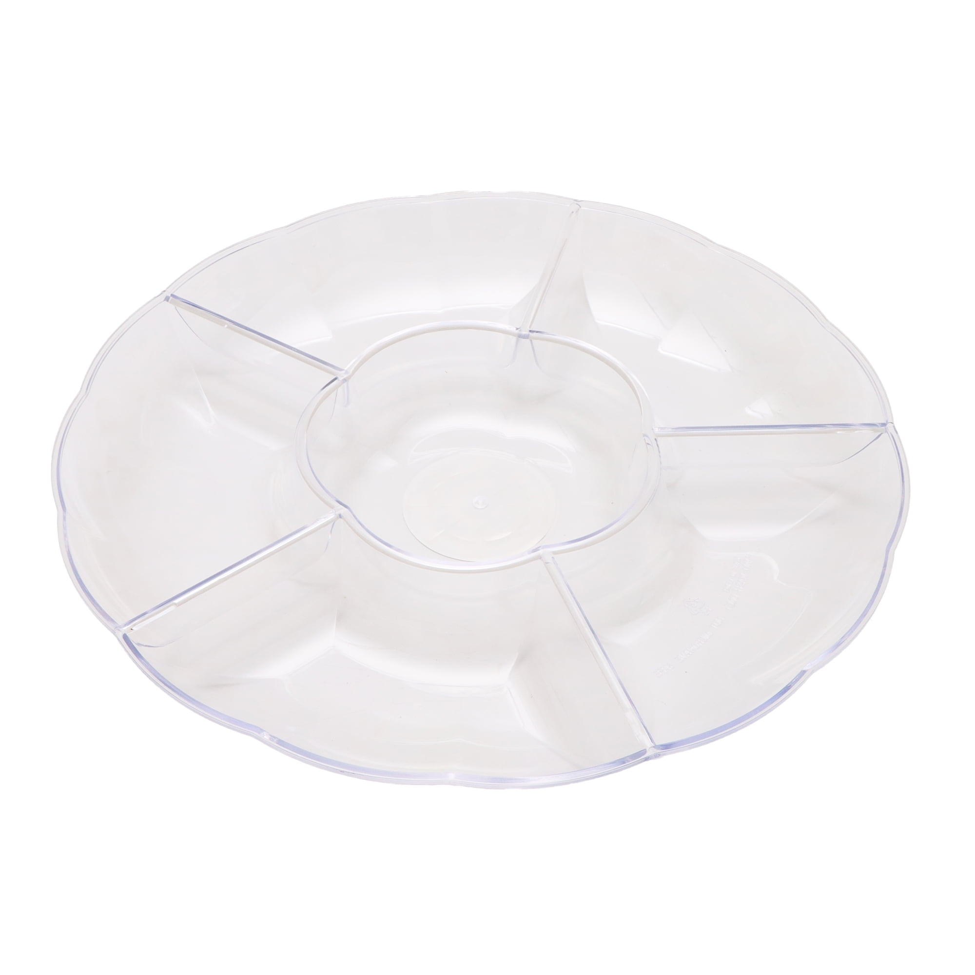 1 Count, 12 IN Clear Round Plastic Compartment Tray, by Way To Celebrate