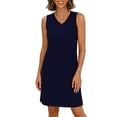 thumbnail image 3 of Summer Swing Dresses for Womens 2026 Plus Size V-Neck Sleeveless T-Shirt Dress Casual Solid Color Side Slit Loose Sun Dress, 3 of 7