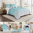 thumbnail image 6 of King Quilt Set 96''x106'', Weeping Flowers Lightweight Bedspread Coverlet Set with 2 Pillow Shams, Teal Ombre Spring Floral Botanical Art Breathable All Season Quilt Bedding for Bedroom/Guest Room, 6 of 9